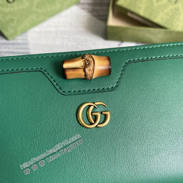 Gucci新款錢包 古馳竹子設計拉鏈女錢包 Gucci全皮純色長錢包 658634  ydg3024
